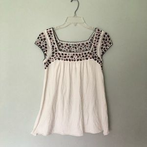 Free People Bohemian Embroidered Top Size S
